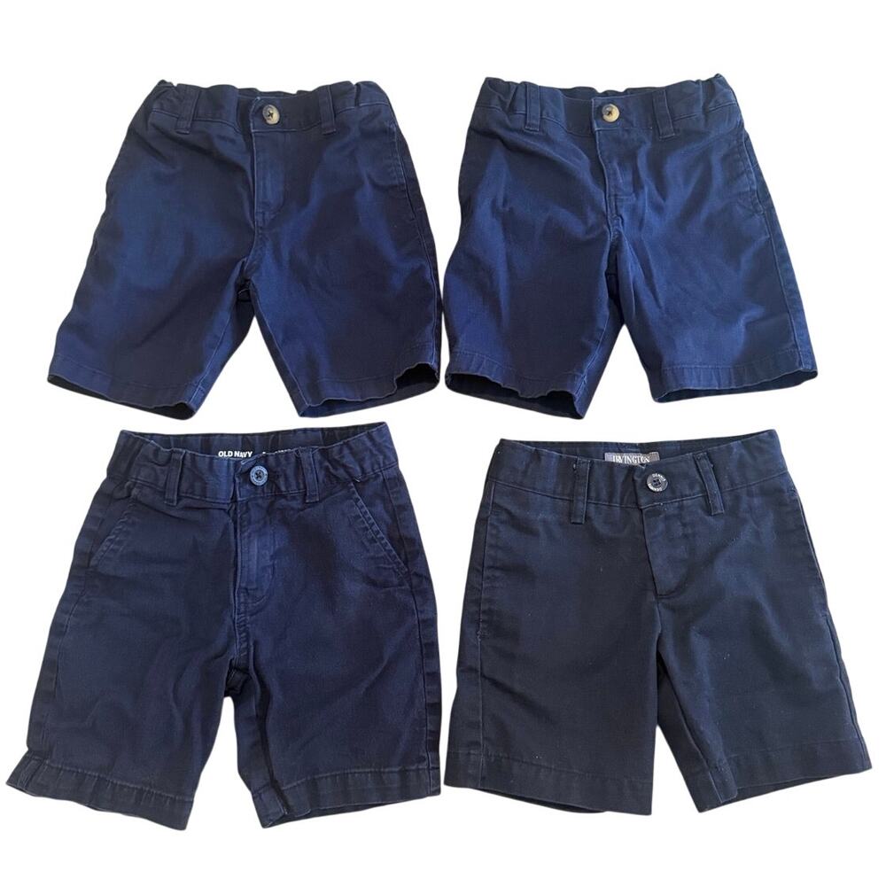 Set of 4 Uniform Shorts Navy Blue Boys Size 5